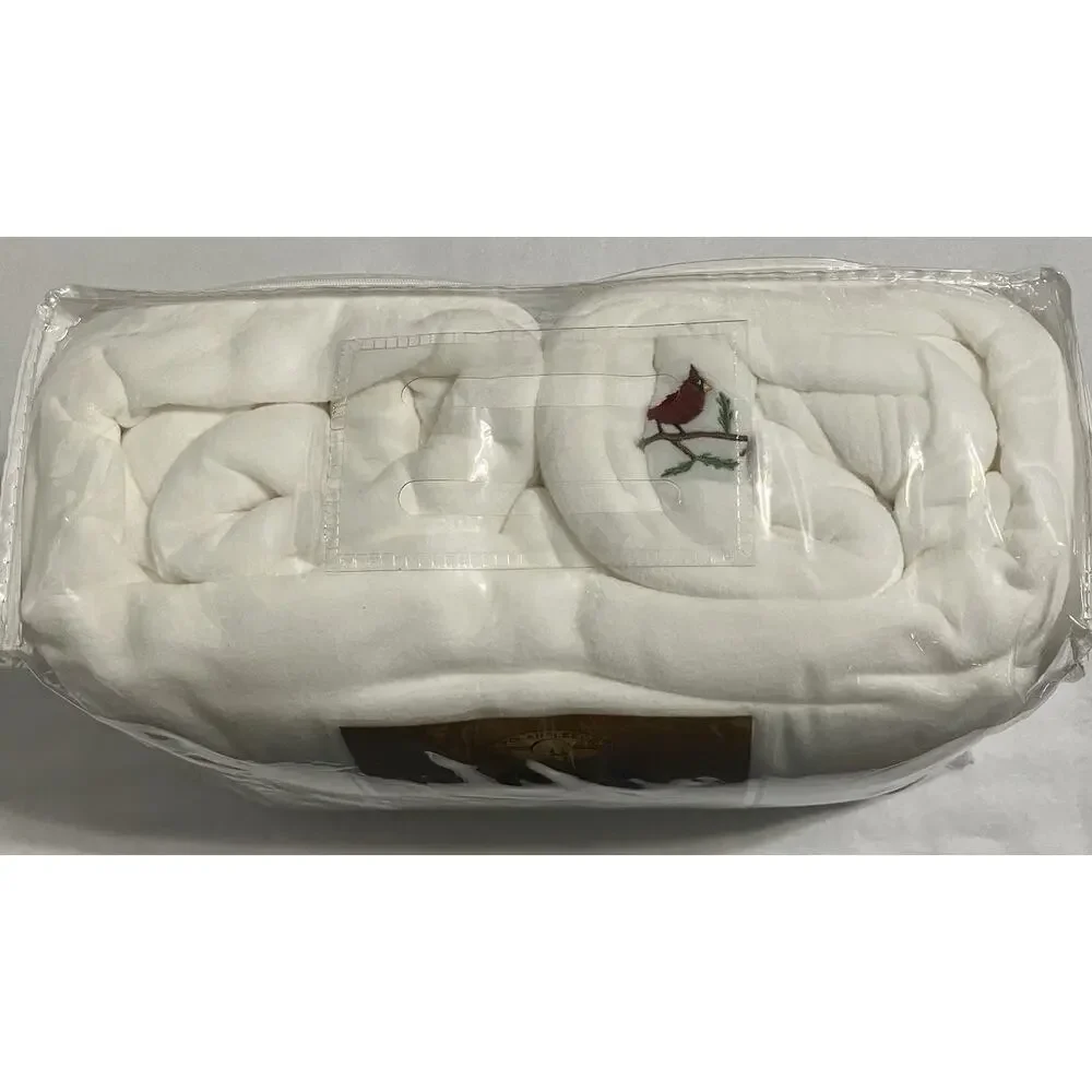 Berkshire Embroidered Polarfleece Twin Size Sheet Set White with Cardinals NIP